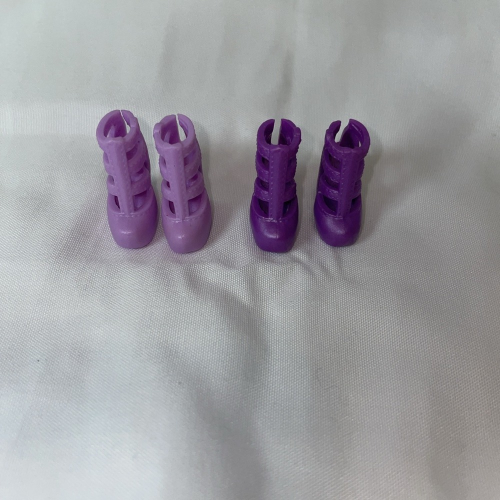 Barbie Doll High Heel Gladiator Boots Lot Purple Strappy Caged Shoes 2 Pairs